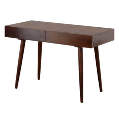 Mango Wood Writing Desk with 2 Drawers and Tapered Legs - Brown