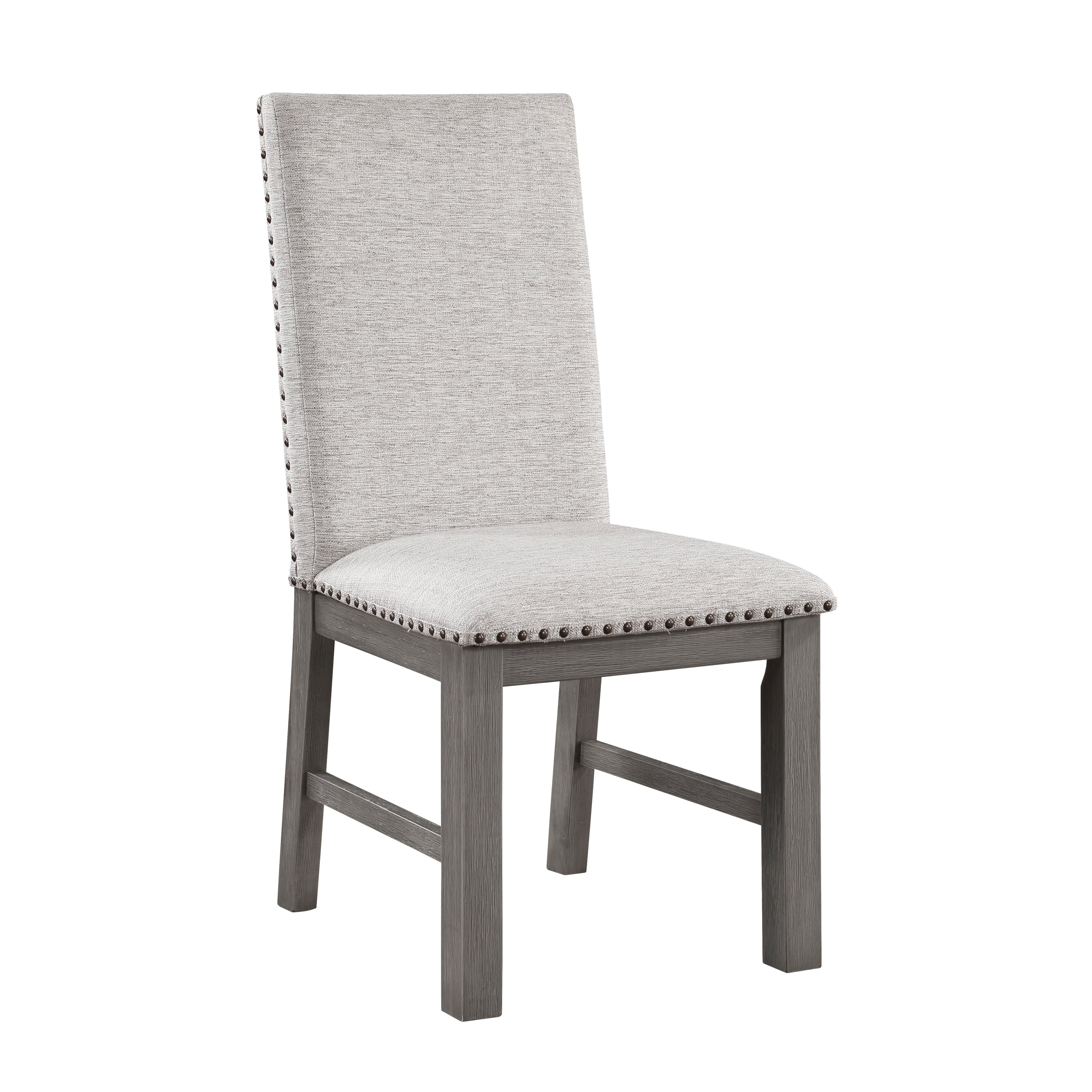Dining Chairs Grey Finish Wood Frame Rustic Design - Beige