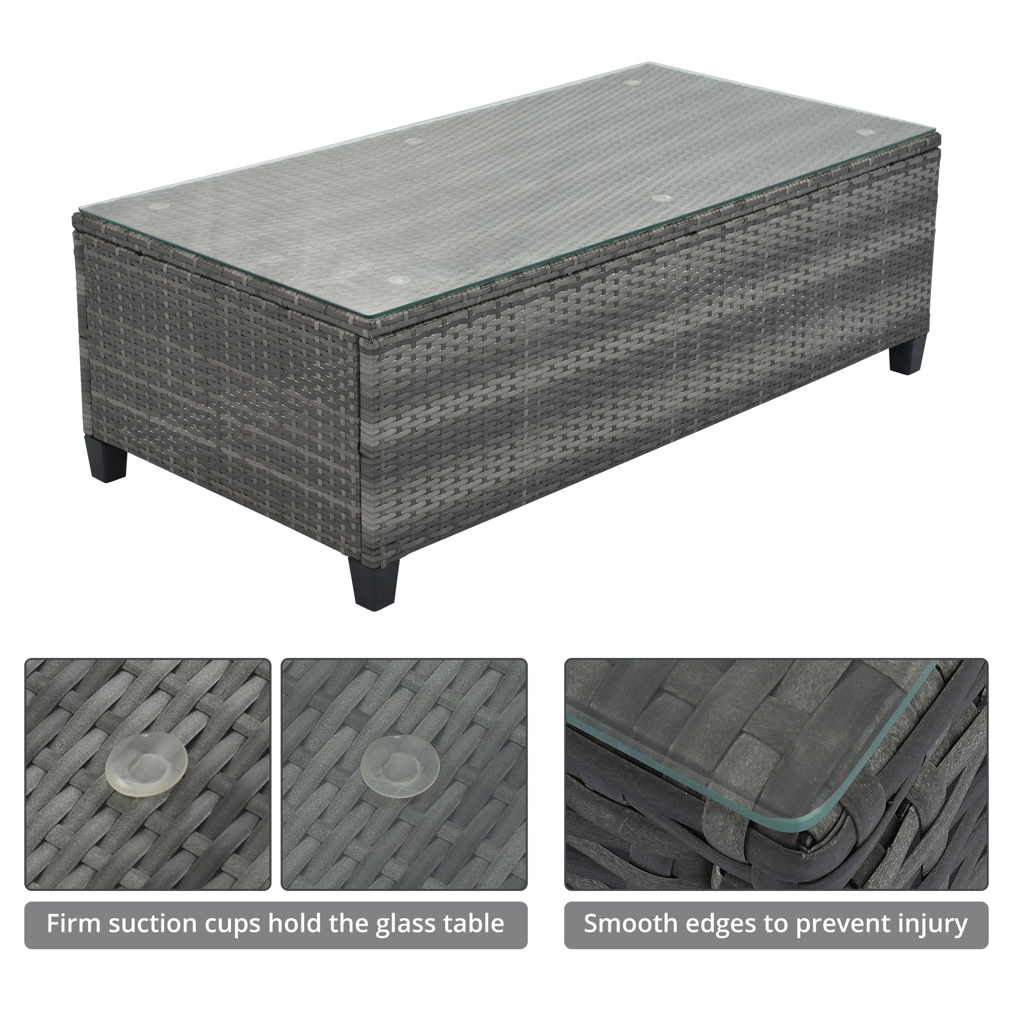 8-pieces Outdoor Wicker Curved Sofa Set All Weather PE Rattan Water-resistant and UV Protected - Beige