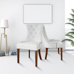 Modern Dining Chairs (Set of 2) - Cream White