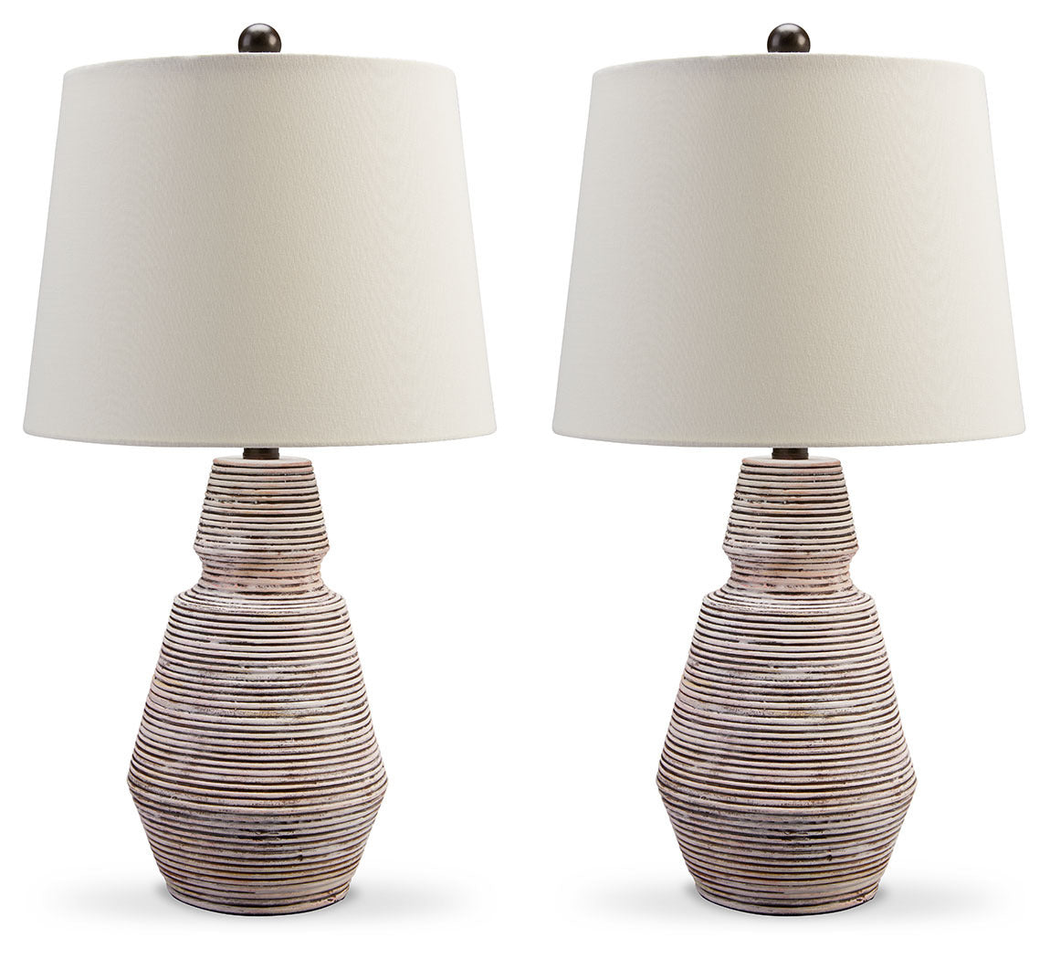 Brick Red/White Table Lamp (Set of 2)