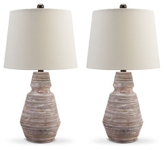 Brick Red/White Table Lamp (Set of 2)