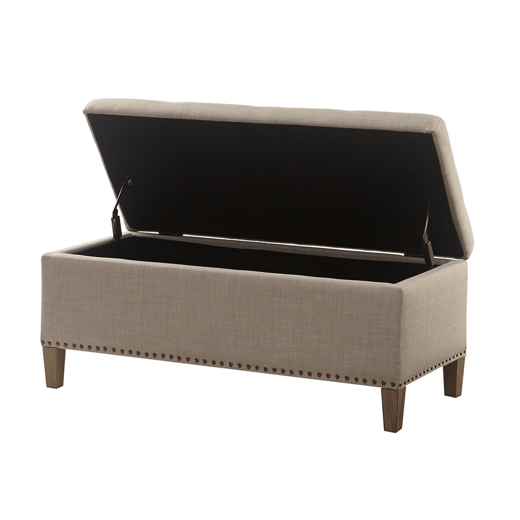 Shandra Tufted Top Storage Bench - Taupe