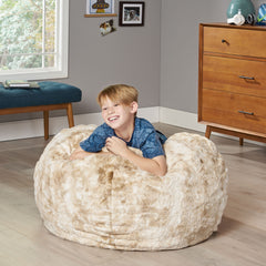 Modern Glam Shag Fur 3 Foot Bean Bag - Bengal Beige