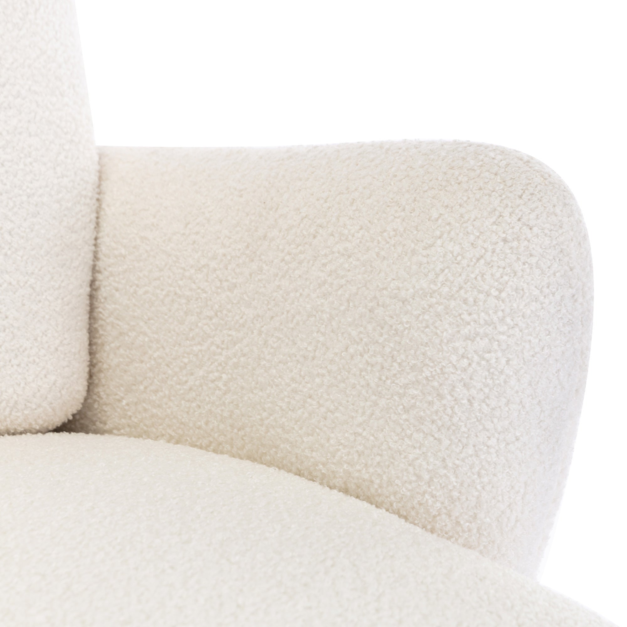 Modern Teddy Short Plush Particle Armchair, Accent Chair with Golden Metal Legs and High Back - White