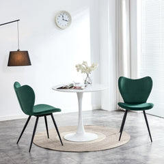 Modern Velvet Dining Chairs with Metal Legs (Set of 2) - Green