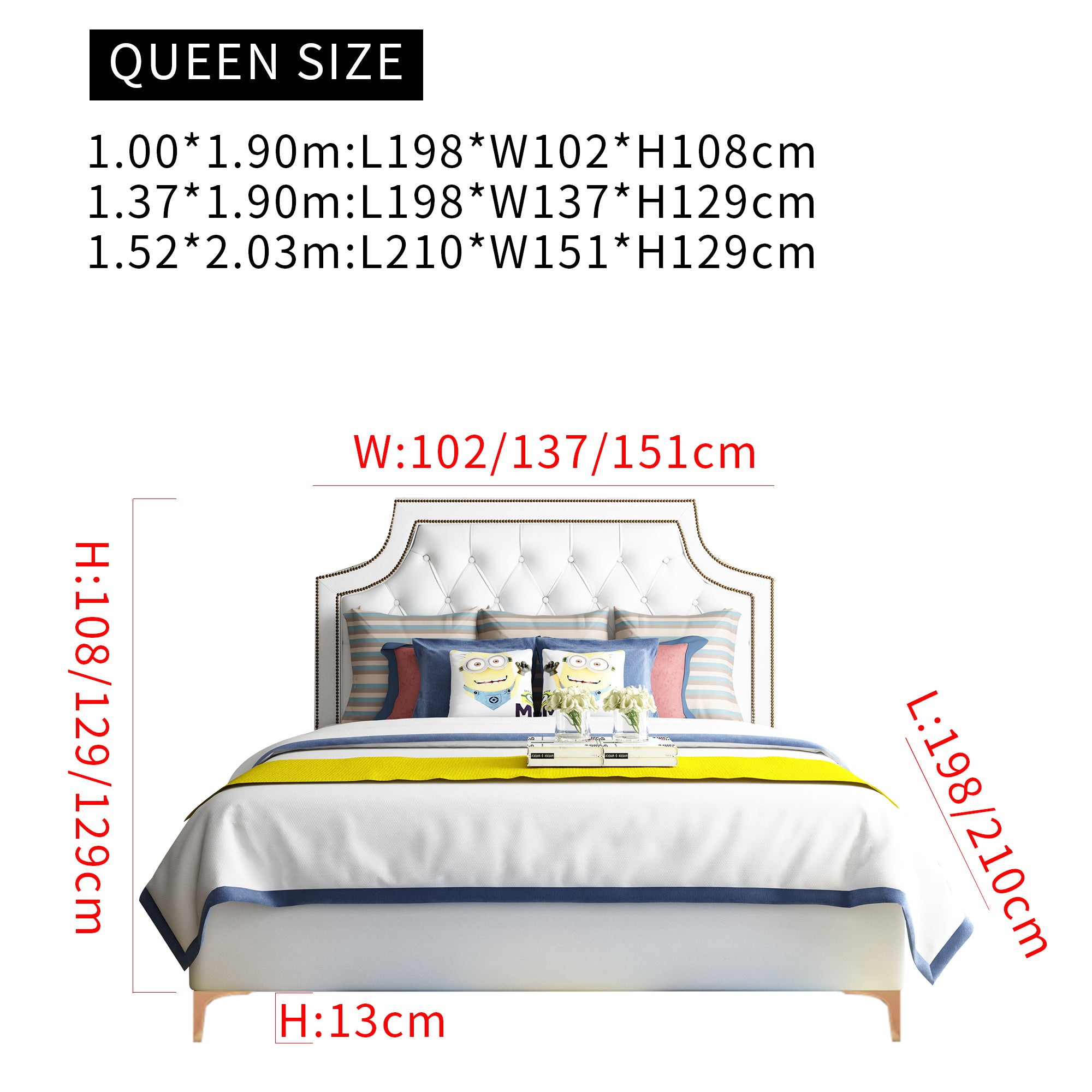 Twin Bed Frame with Button Tufted Headboard, Faux Leather Upholstered Mattress Wooden Slat Support