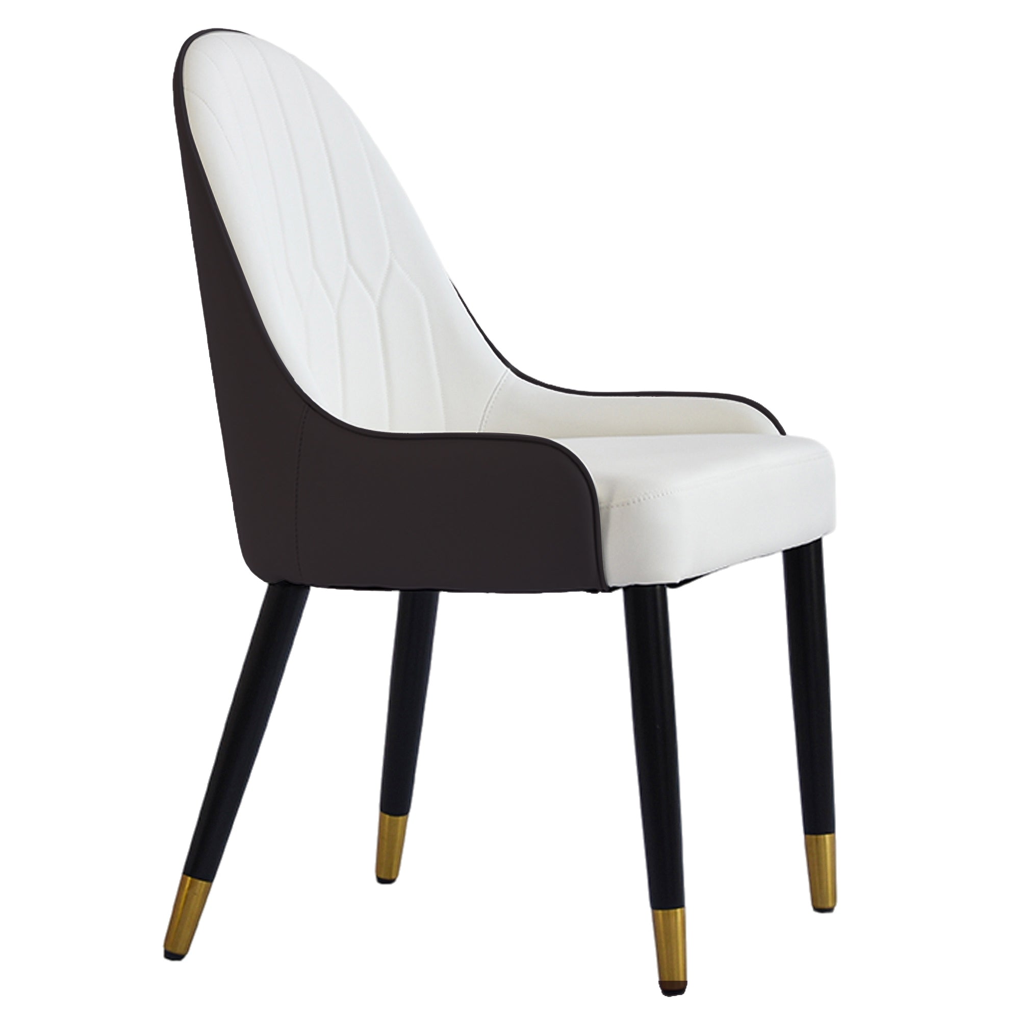 Modern Solid Wood Metal Legs Dining Chairs (Set of 2) - White and Black