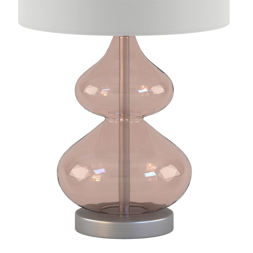 Pastel Curved Glass Table Lamp (Set of 2) - Pink