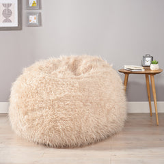 Modern Glam Faux Fur 5 Foot Bean Bag - Taupe
