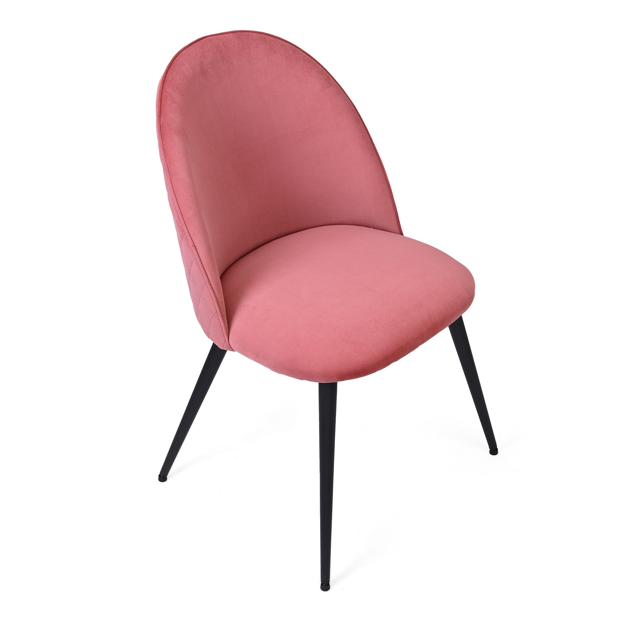 Modern Dining Chair Velvet with Metal Black Legs (Set of 4) - Pink