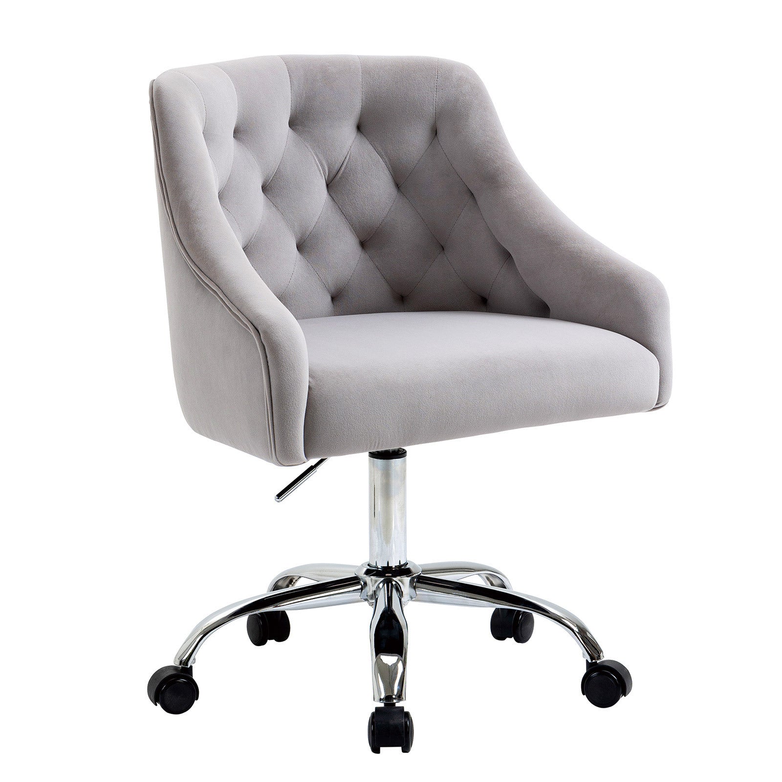 Modern Velvet Swivel Armchair with Soft Seat - Grey