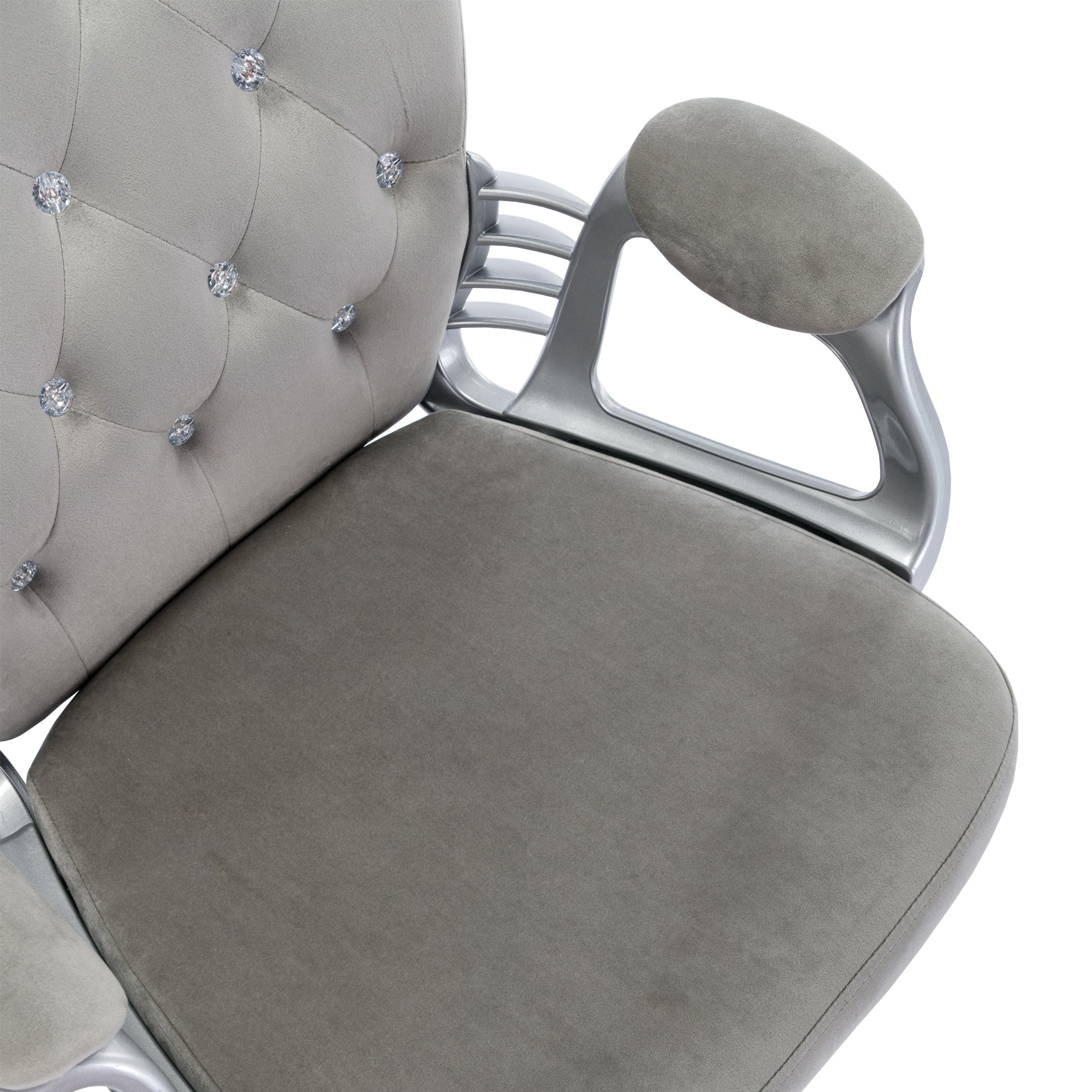 Velvet Home Office Chair with Wheels with Side Arms and Wheels 360° - Grey
