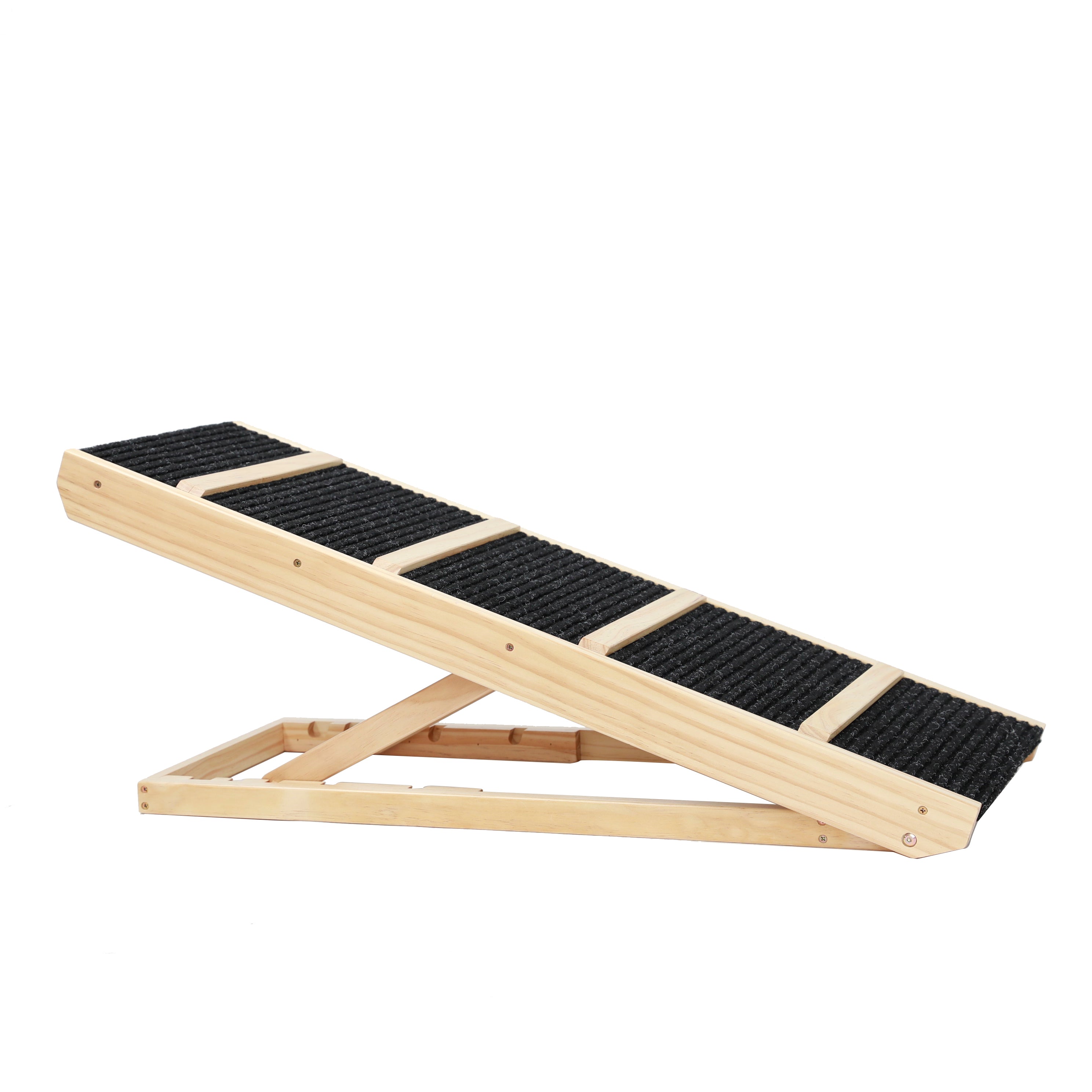 Tall Adjustable Pet Ramp, Folding Portable Wooden Non-Slip Paw Traction Adjustable Height from 9.3" to 24"