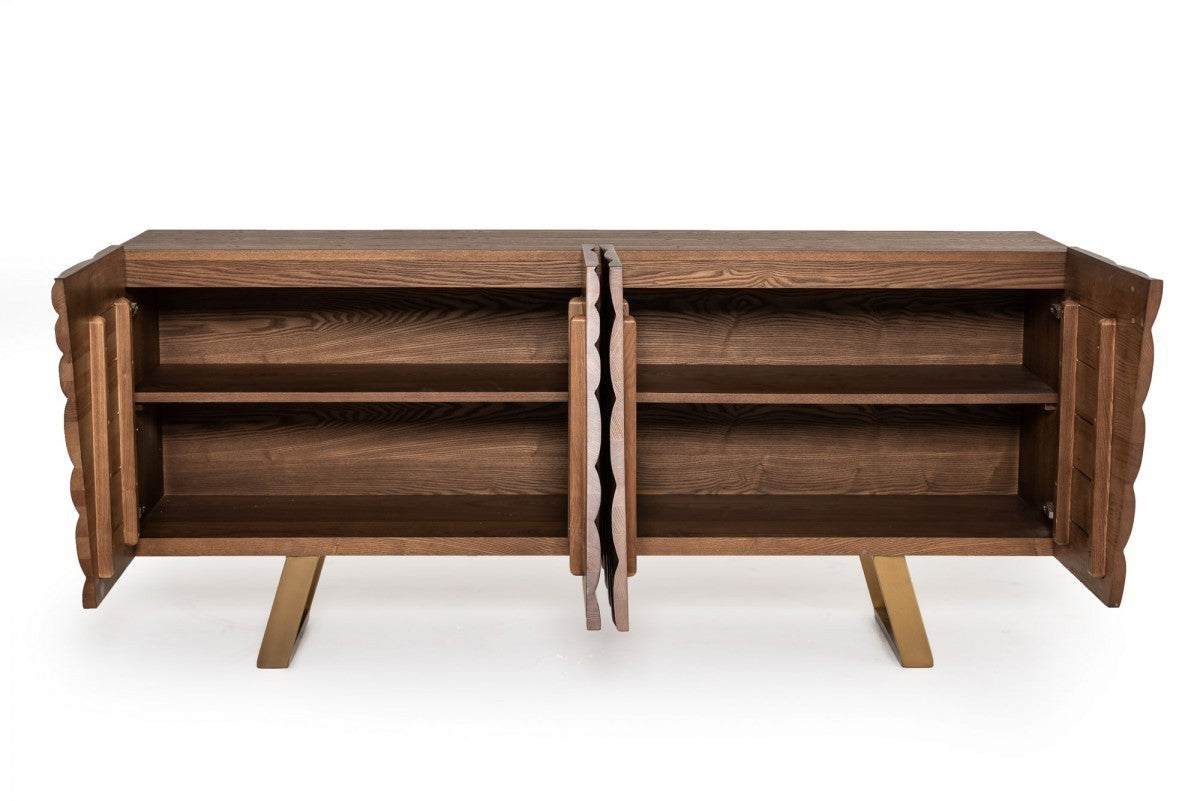 Finley Mid-Century Walnut & Gold Buffet