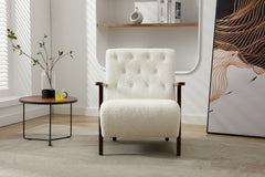 Wood Frame Modern Accent Chair Lounge Chair - White Teddy