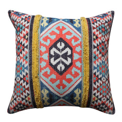 Square Cotton Accent Throw Pillow, Soft Kilim Print - Multicolor