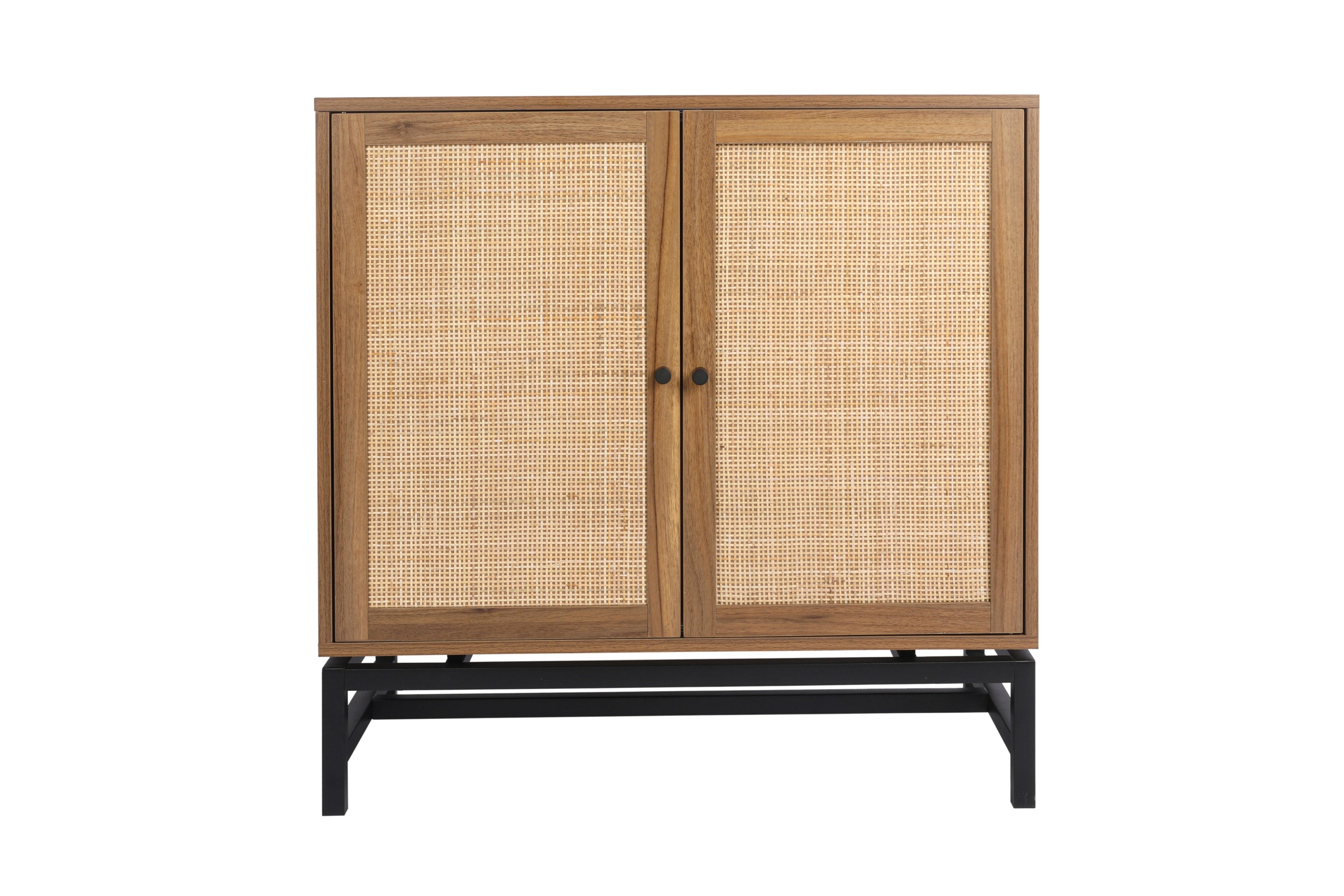 Walnut Rattan 2 Door Cabinet