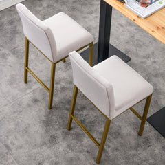 Modern Design High Counter Stool Metal legs - Silver Gray Velvet Bar Chair (Set of 2)
