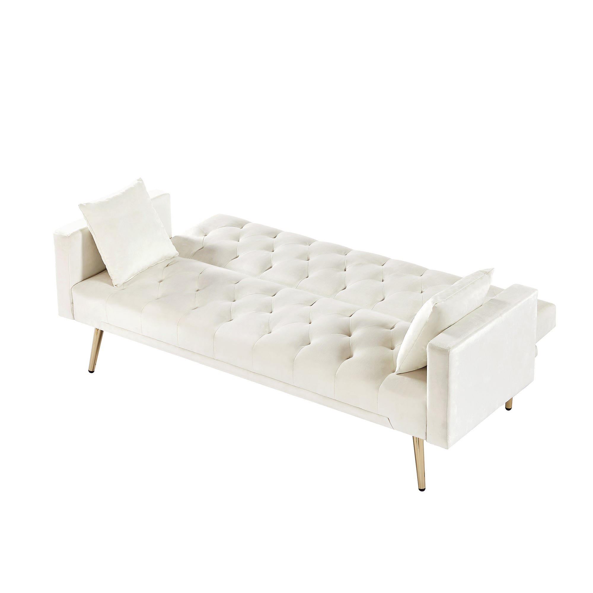 Convertible Folding Futon Sofa Bed, Sleeper Sofa Couch for Compact Living Space - Cream White