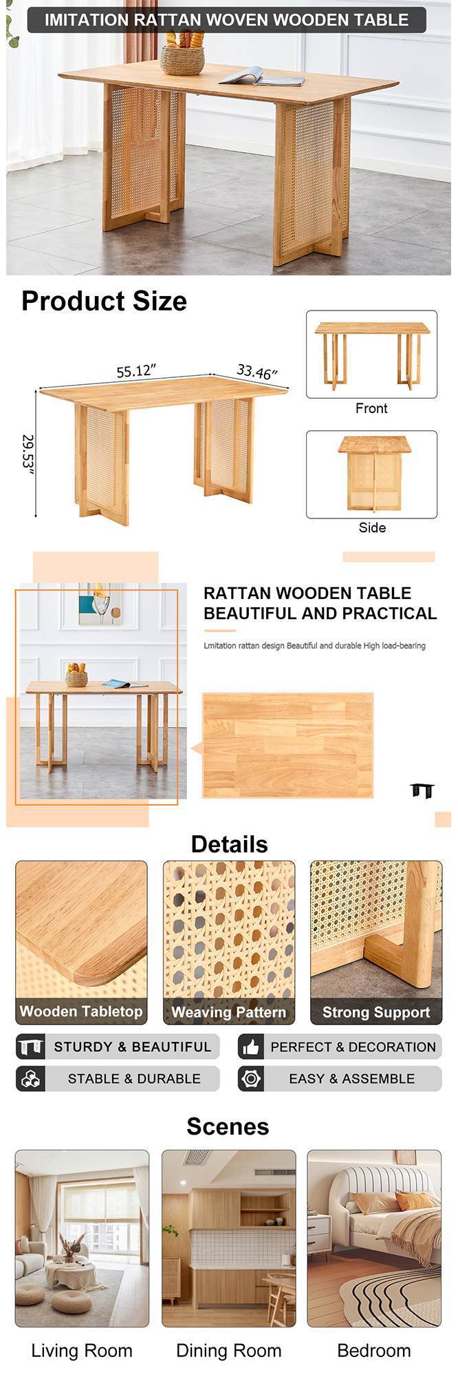 Retro Dining Table MDF Dining Table - Oak