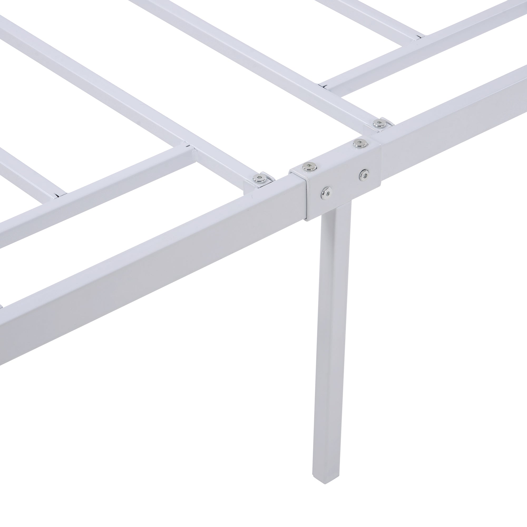 Full Size Platform Bed No Box Spring Needed- White