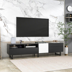 Modern TV Stand for 80'' TV with Double Storage Space, Media Console Table - Black