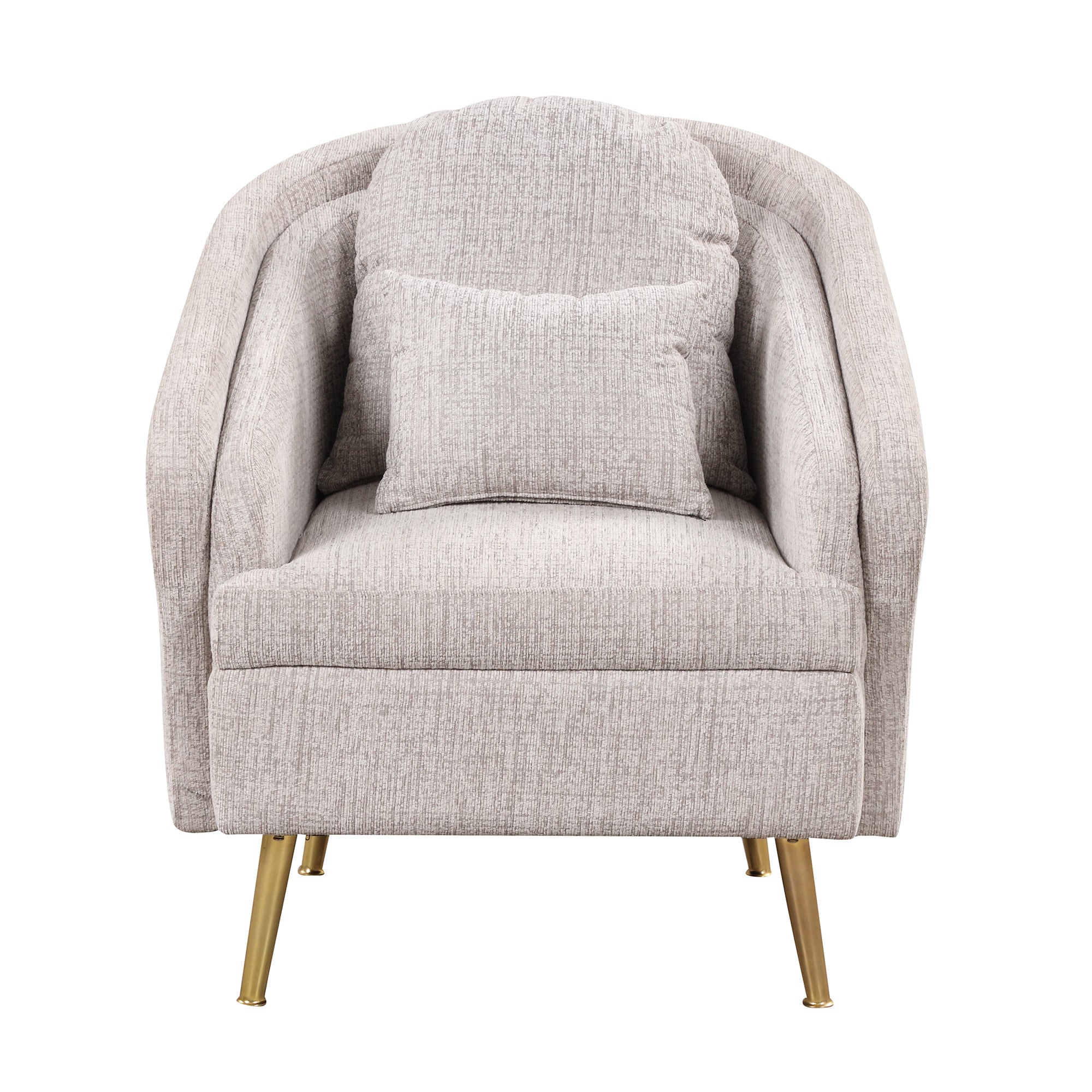 Mid-Century Accent Chair Arm Chair with Lumbar Pillow and Metal Legs - Light Grey