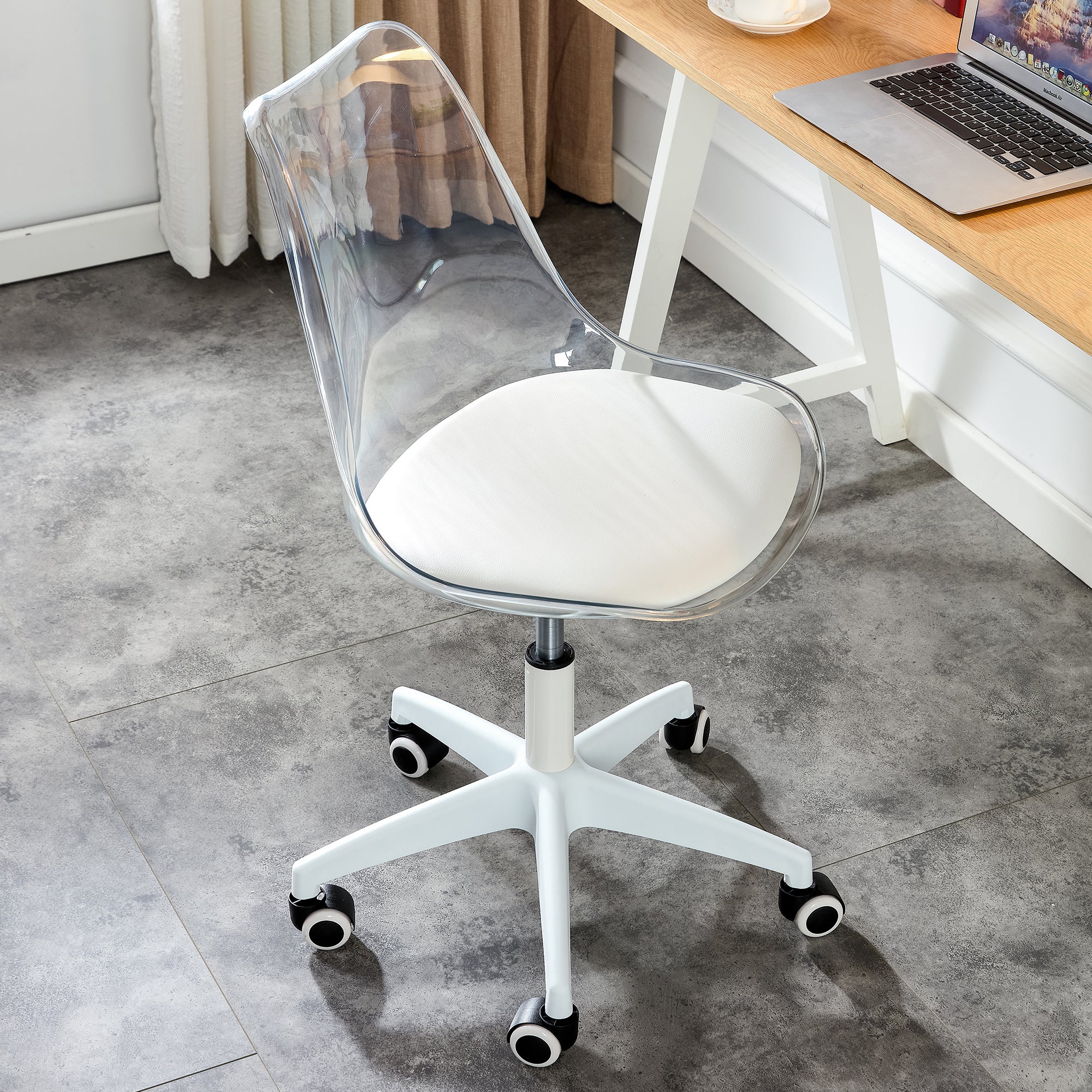 Modern Adjustable 360 °Swivel Chair with Wheels - Transparent Color