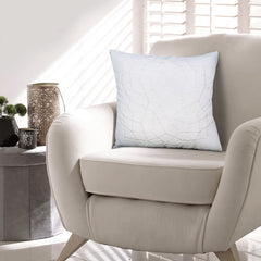 Square Accent Throw Pillow, Embroidered Geometric Abstract Pattern, With Filler - White