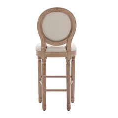 French Country Wooden Barstools With Upholstered Seating (Set of 2) - Beige and Natural