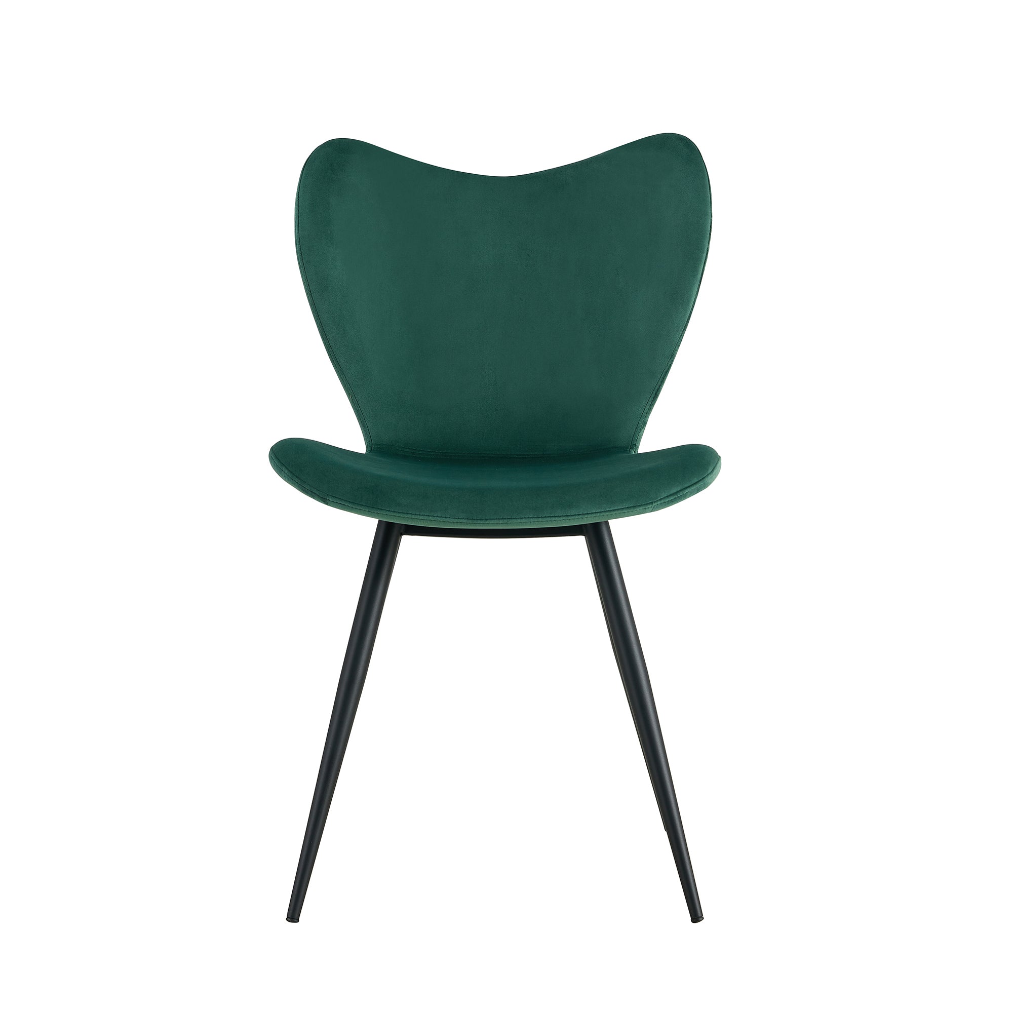 Modern Velvet Dining Chairs with Metal Legs (Set of 2) - Green