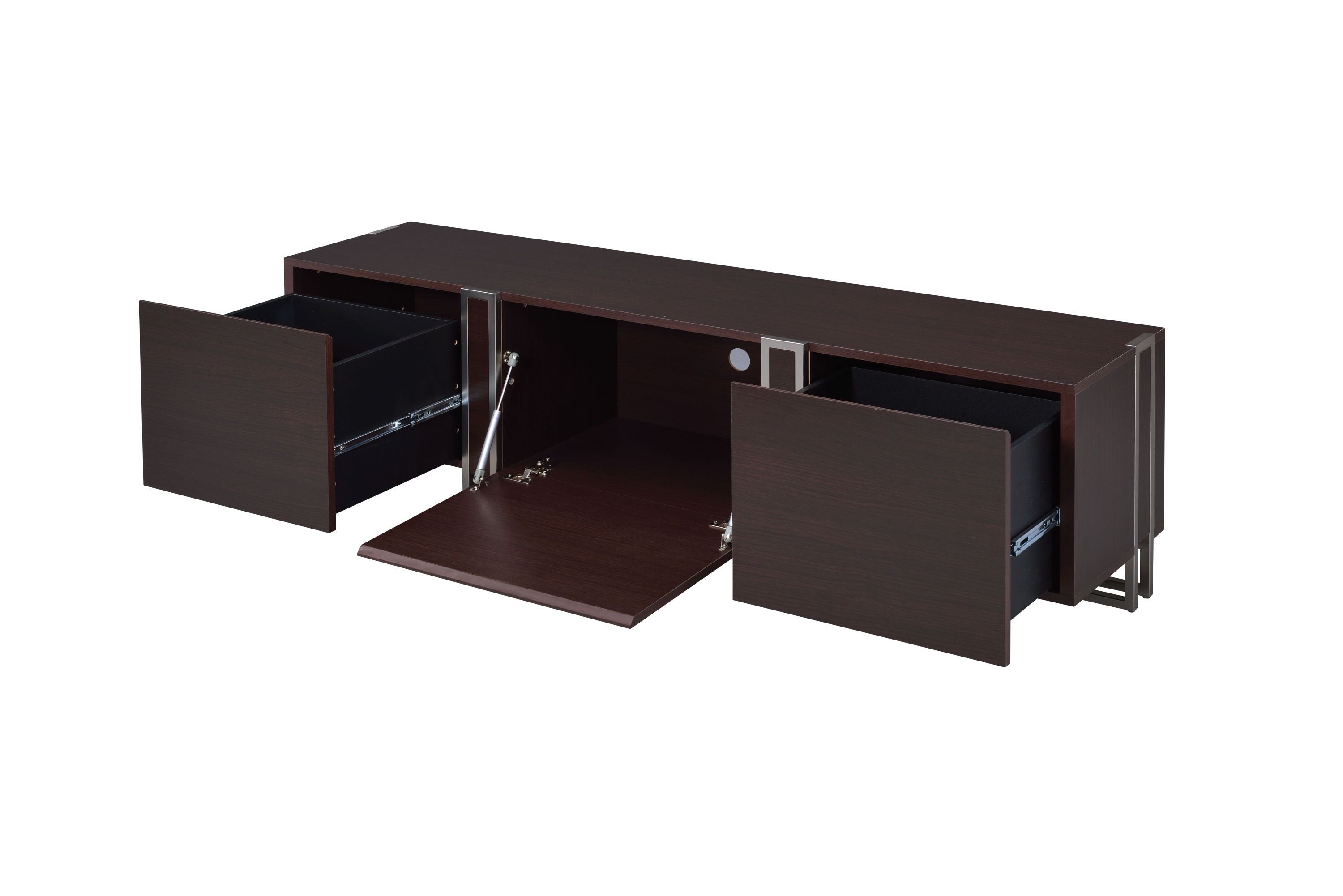 Walnut and nickel TV stand