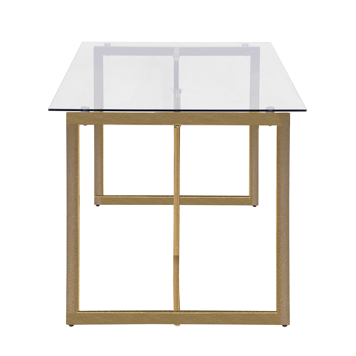 47'' Iron Dining Table with Tempered Glass Top - Clear
