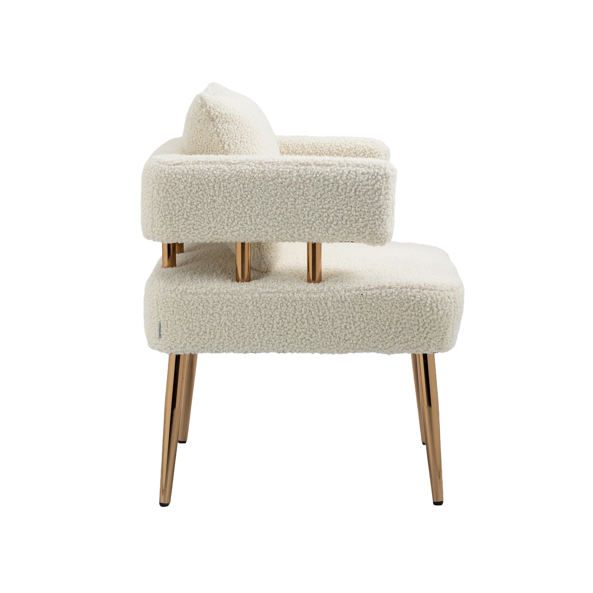 Accent Chair with Golden Feet - White Teddy