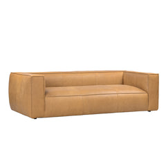 Luxury Full Aniline Leather Stationary Sofa - Light Brown