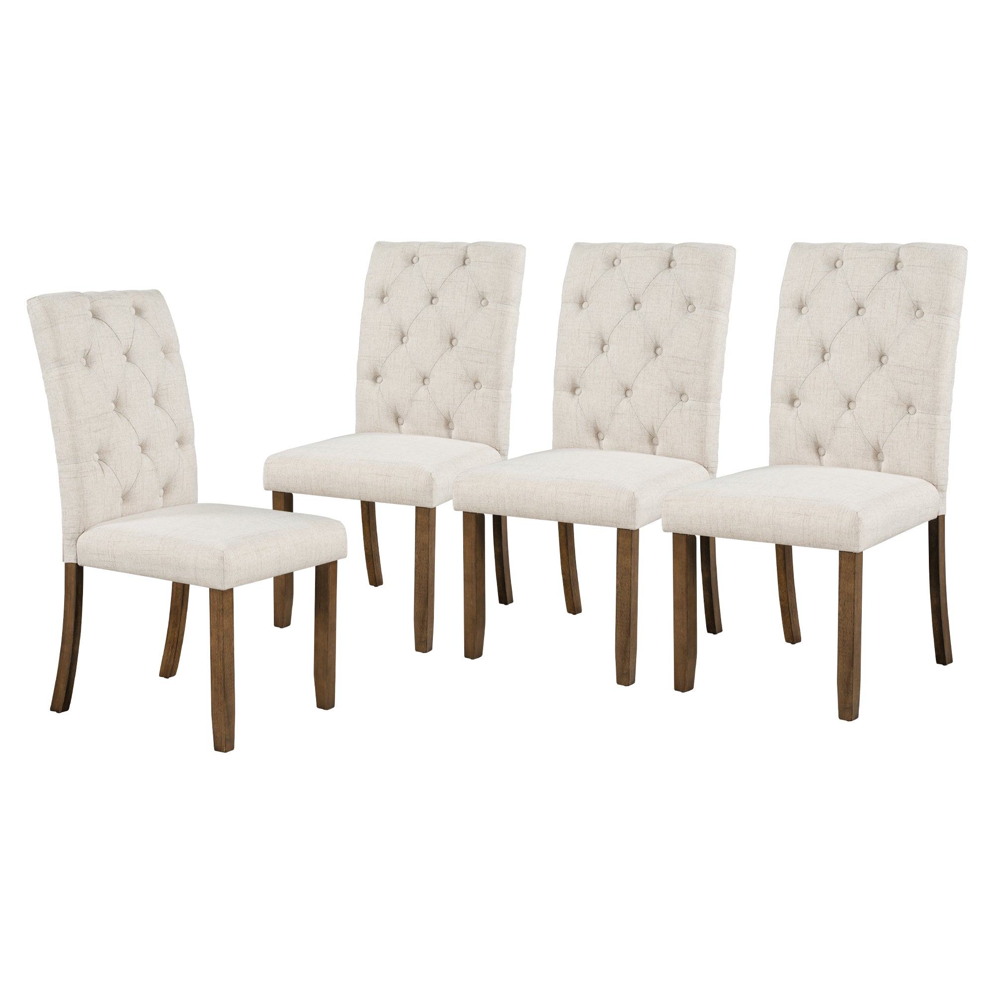 6-Piece Farmhouse Dining Table Set 72" Wood Rectangular Table, 4 Upholstered Chairs with Bench - Walnut