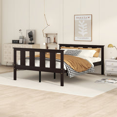 Wood Platform Full Size Bed Frame with Headboard and Footboard - Espresso