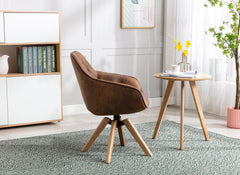 Solid Wood Tufted Upholstered Armless Chair - Coffee Brown