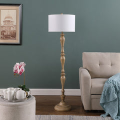 61.5" Wood Effect Polyresin Floor Lamp