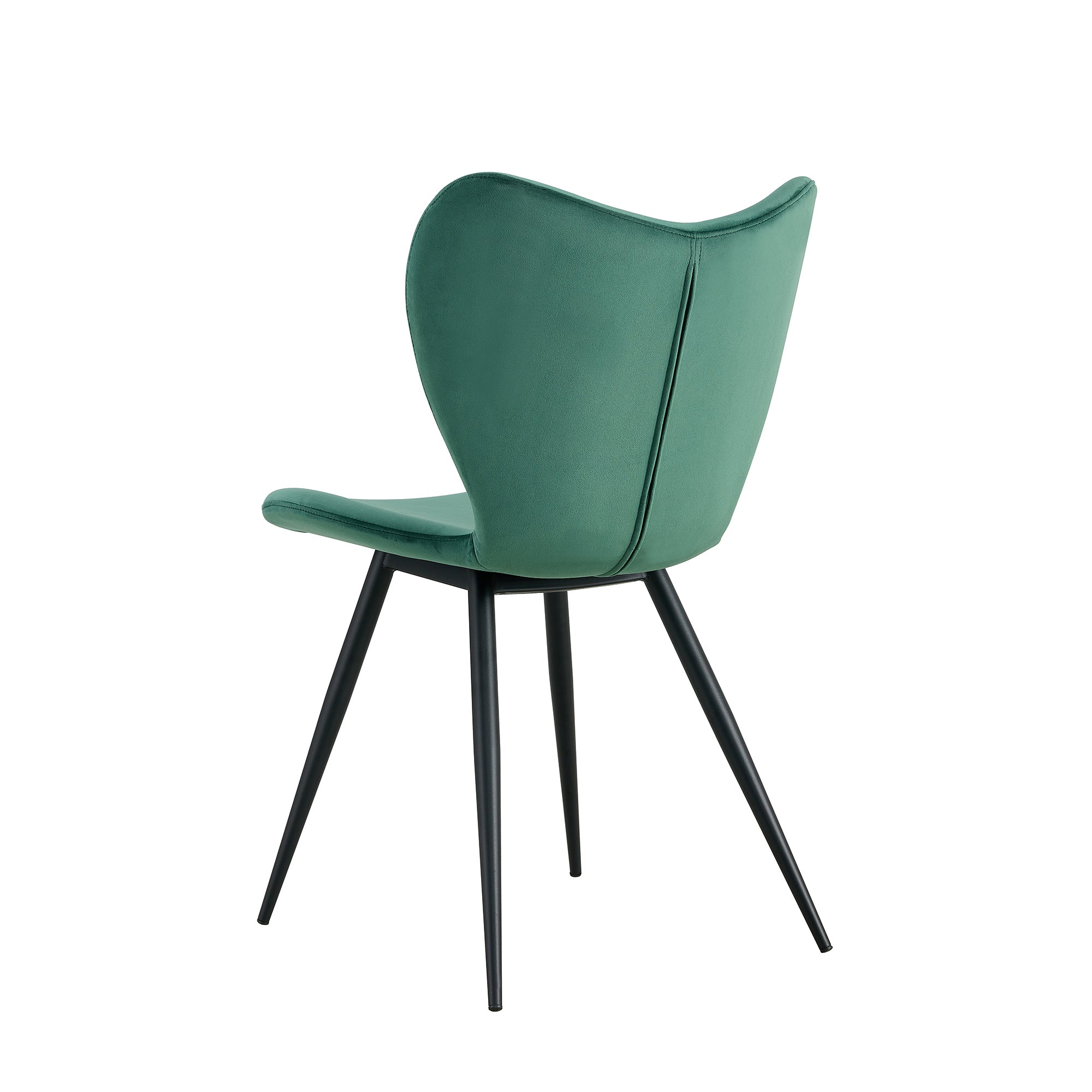 Modern Velvet Dining Chairs with Metal Legs (Set of 2) - Green