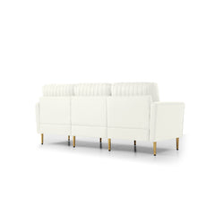 L Shaped Sectional Sofa Couch with Velvet Fabric, Reversible Sectional Sofa - Cream
