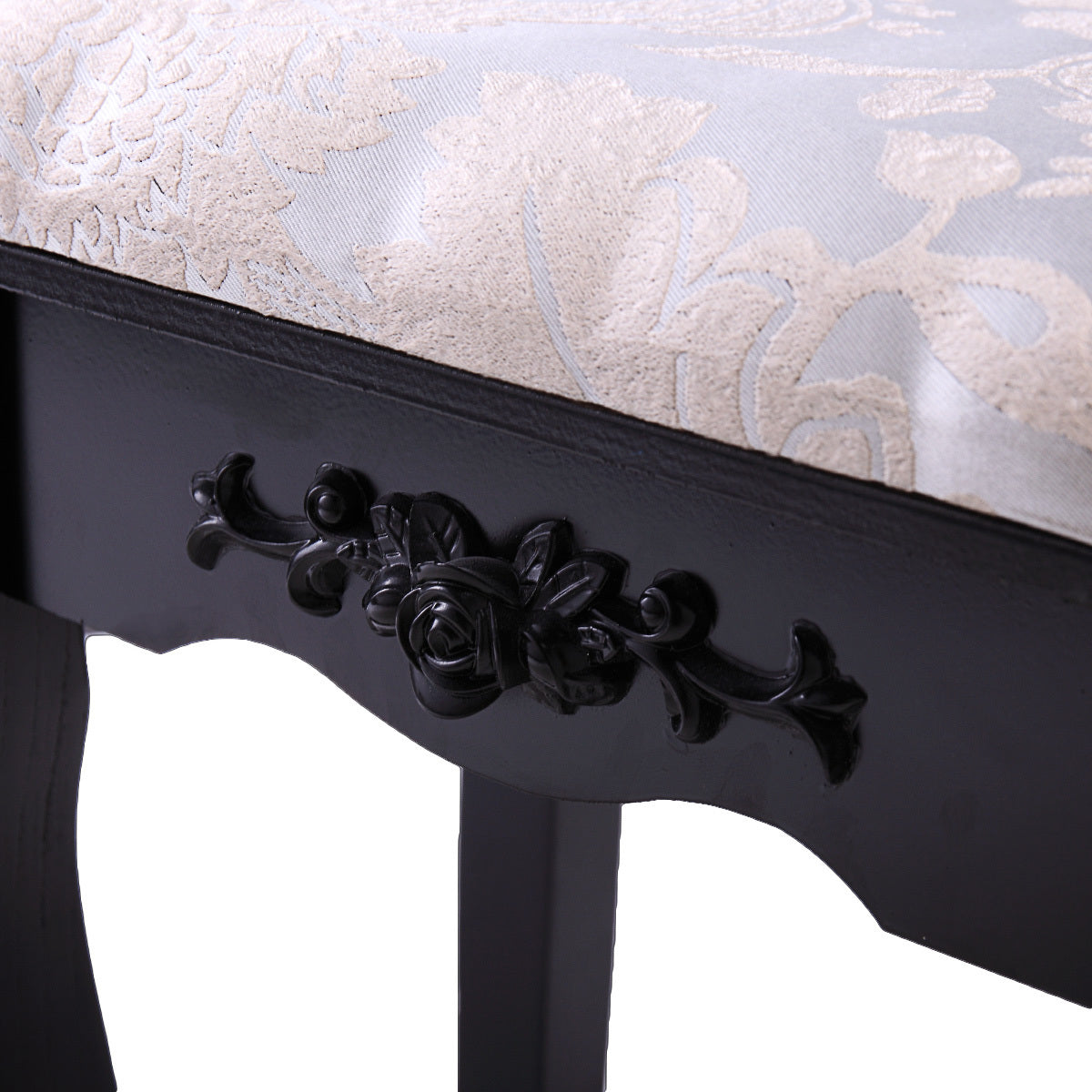Makeup Vanity Table Dressing Table with 360-degree-rotating Mirror and 4 Drawers, Thick Padded Stool - Black