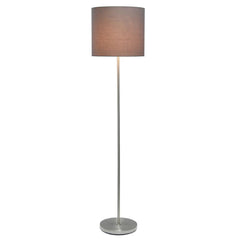Brushed Nickel Drum Shade Floor Lamp - Grey