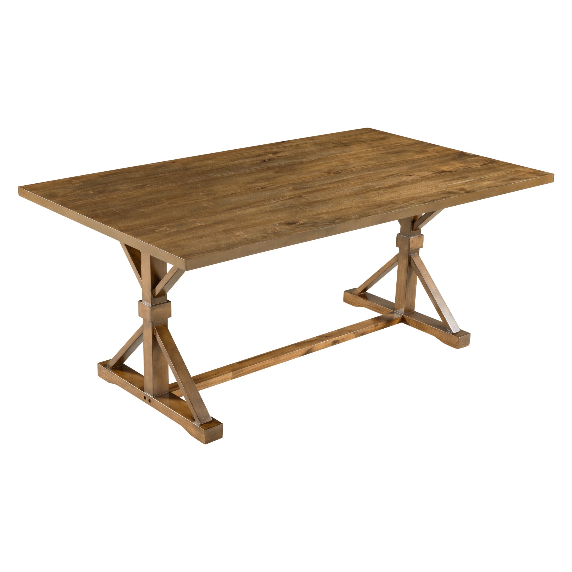6-Piece Farmhouse Dining Table Set 72" Wood Rectangular Table, 4 Upholstered Chairs with Bench - Walnut