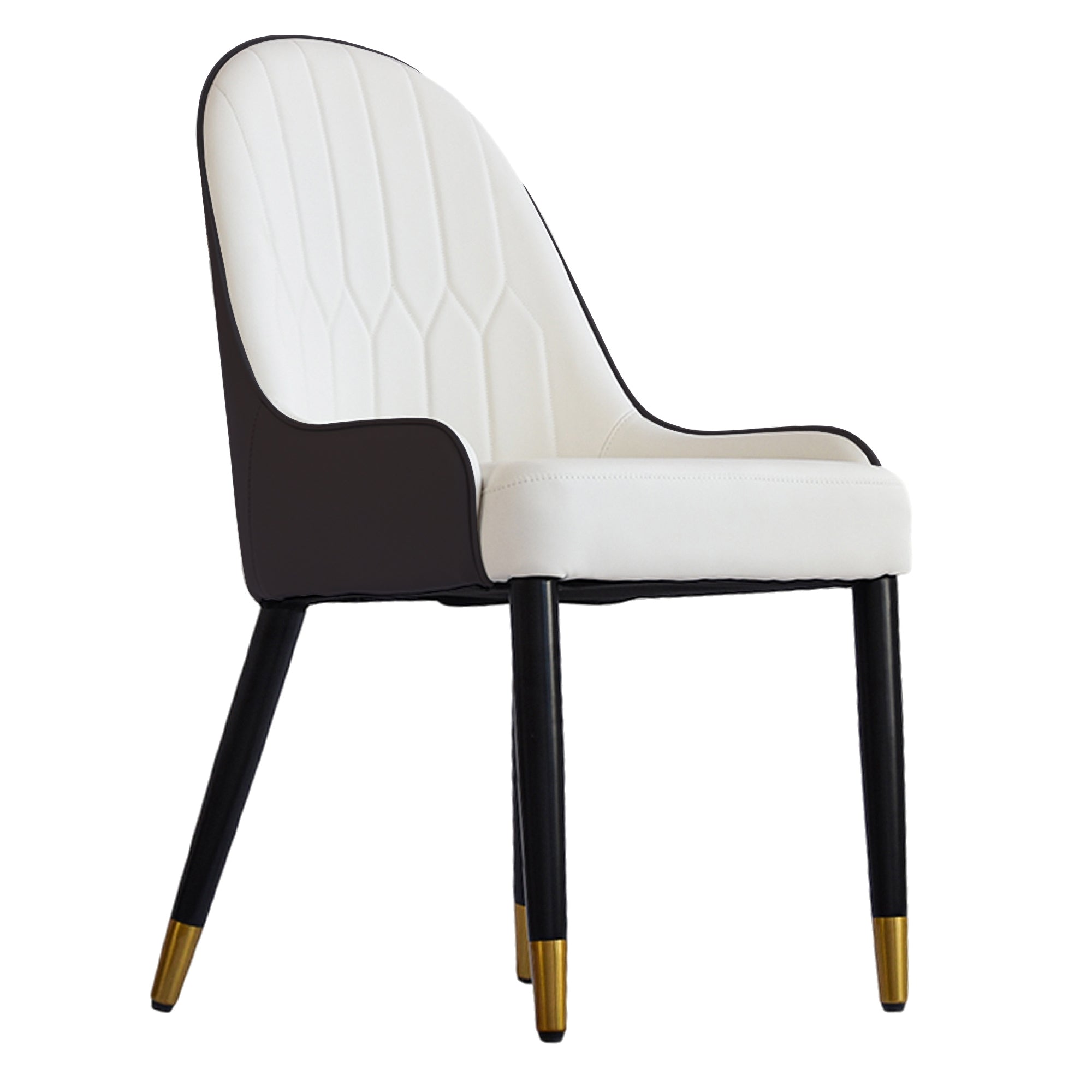 Modern Solid Wood Metal Legs Dining Chairs (Set of 2) - White and Black