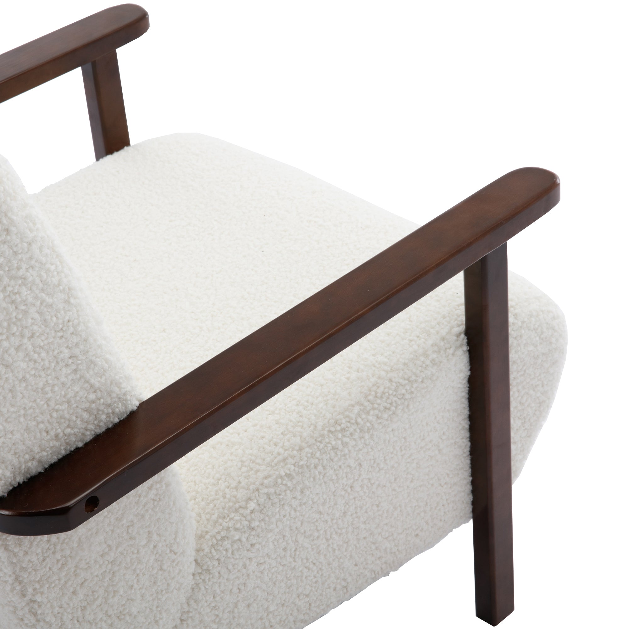 Wood Frame Modern Accent Chair Lounge Chair - White Teddy