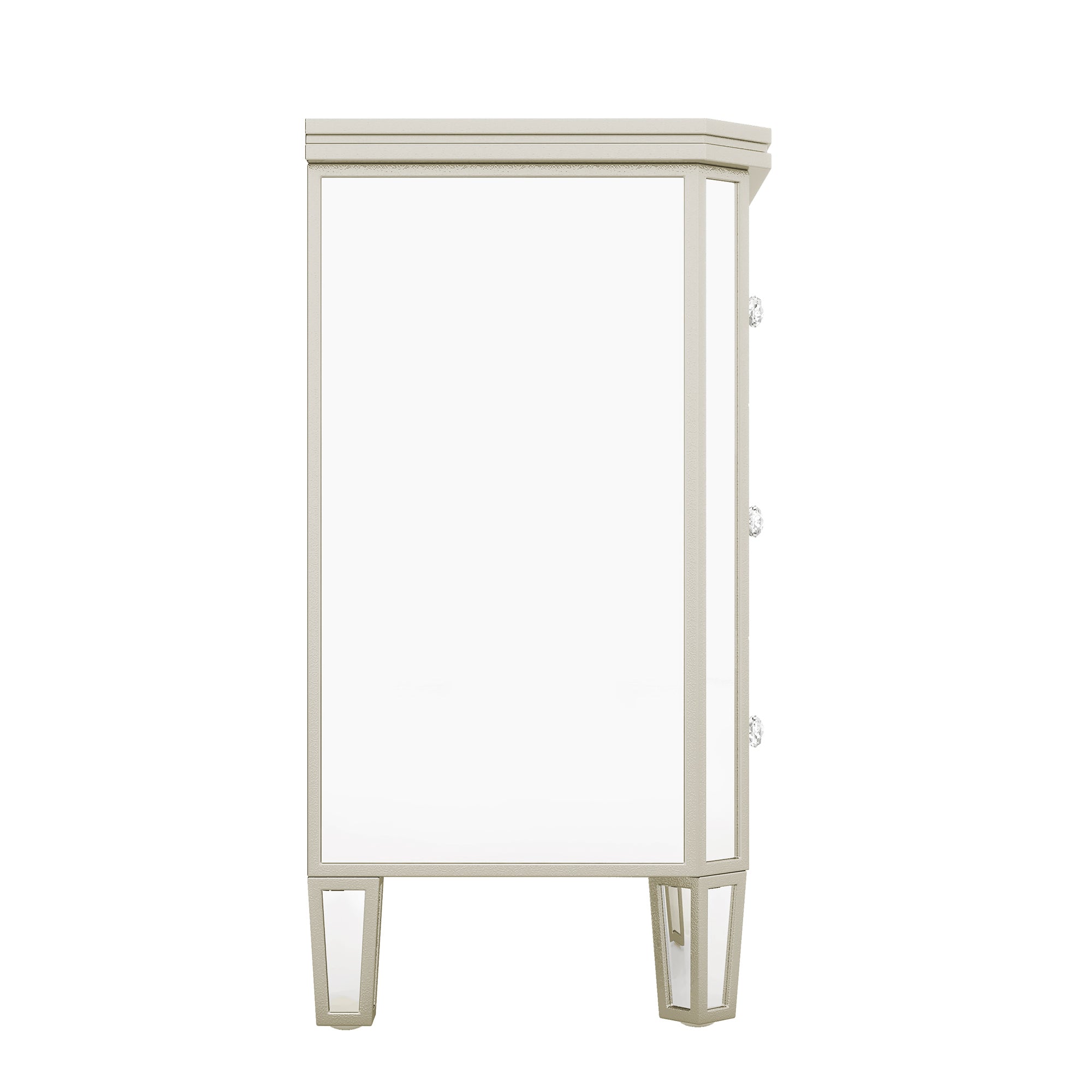 Elegant Mirrored 6-Drawer Dresser with Golden Lines Storage Cabinet