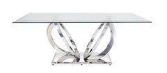 Finley Dining Table, Clear Glass & Mirrored Silver Finish