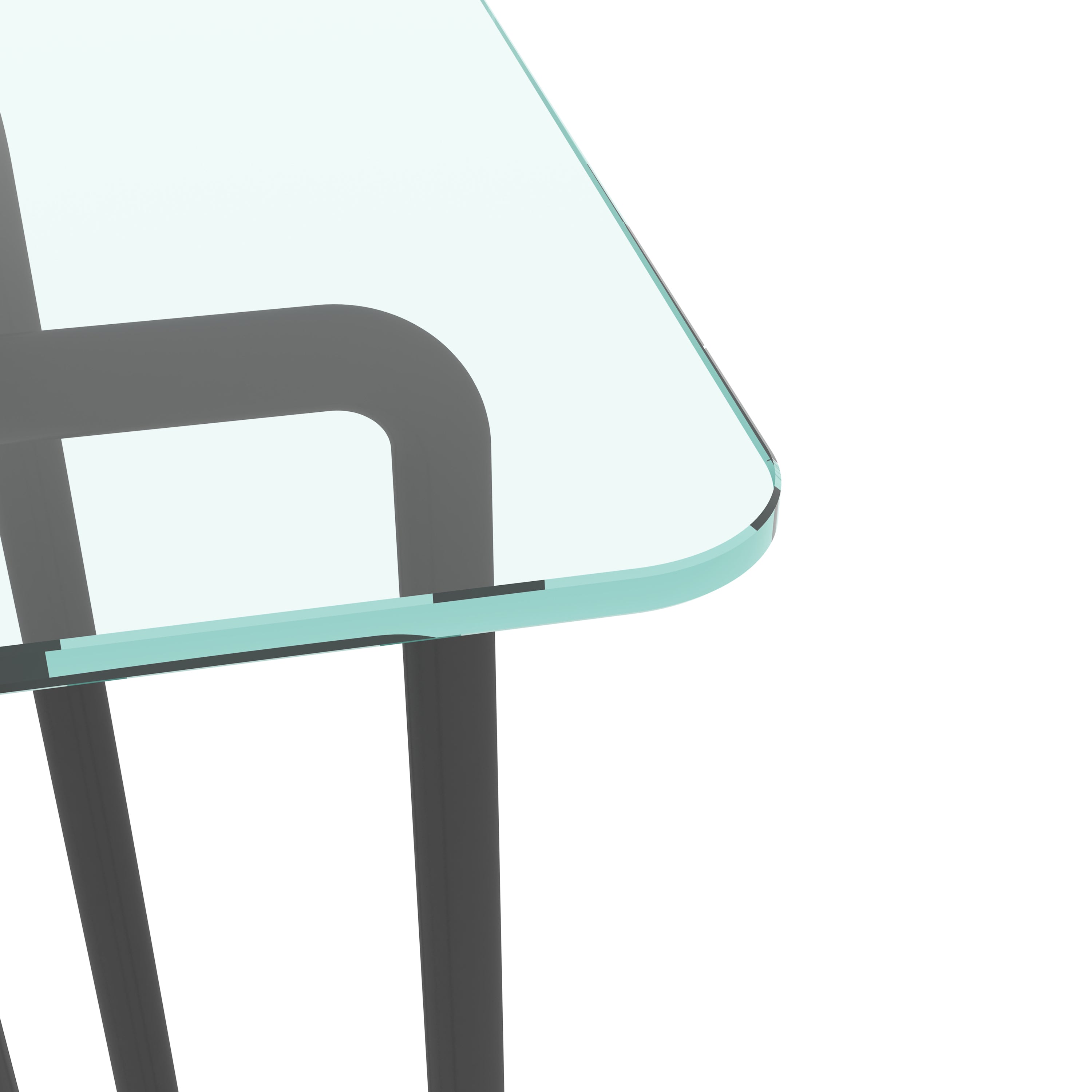 Console Table Single Layer Tempered Glass Rectangular Porch Table Black Leg -Transparent